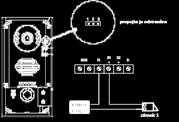 48V DC 1,5A - Propojka musí být odstraněn před zapojením externího zdroje - Parametr UNLOCK MODE, který se