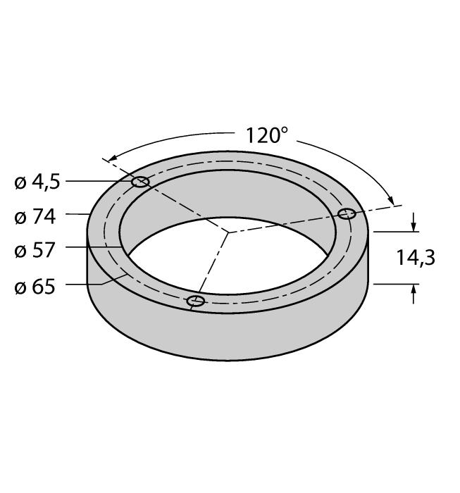 Ø 12mm M1-QR24 1590920 Hliníkový ochranný kroužek pro indukční rotační senzory