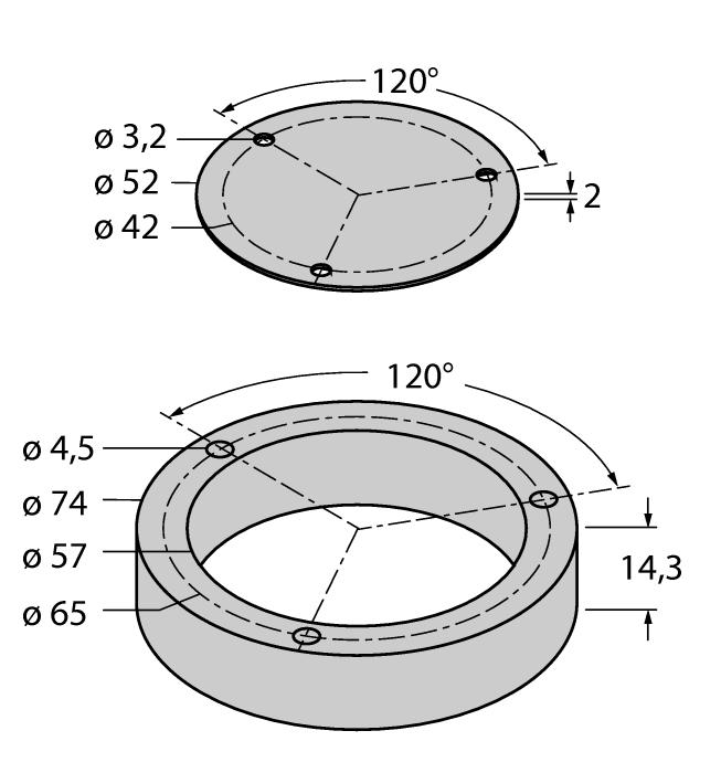 M3-QR24 1590918 Aluminium protecting ring and shield for inductive encoders Ri-QR24 M4-QR24 1590919 Aluminium