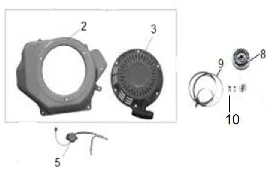 1 710005001 Výfukový ventil Exhaust valve 2 710005002 Pružina ventilu Valve spring 3 710005003 Podložka pružiny výfuk.