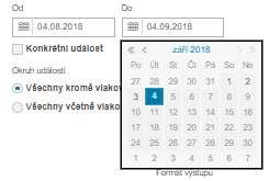 počátku dotazovaného období Do zadává se datum konce dotazovaného období Konkrétní událost při zaškrtnutí této volby se nabídne číselník událostí a je možné zvolit jednu