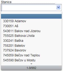 1.1.10 ASV - Stav vozu Oblast výskytu zde se zadává volba oblasti výskytu, zvolí se Infrastruktura SŽDC či Stanice o při zaškrtnutí volby Stanice se objeví rozšíření: požadovaná stanice se vybere z