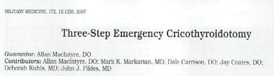 BOUGIE-ASSISTED CRICOTHYROTOMY (BACT) Vyvinuta v roce 2007 Tři kroky 1. incize ( stabb ), 2.