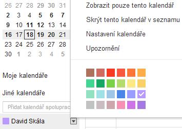 Chcete-li zobrazit kalendář někoho z učitelů nebo žáků, napište jeho emailovou adresu do pole Přidat kalendář spolupracovníka.