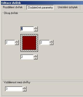 CAD Kuchyně > Editor skříněk Okraj dvířek V dialogovém okně Editace dvířek na kartě Dodatečné parametry můžete nastavit mezery mezi jednotlivými dvířky: V rámečku Okraj dvířek můžete nastavit okraj