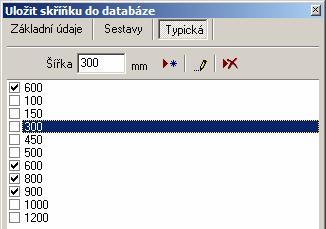 skříňky můžete vytvořit až několik jejích kopií, které se budou lišit šířkou: V seznamu zaškrtněte šířky skříněk.
