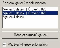 Tlačítko Přidat aktuální výkres bude aktivní, když se náhled desek změní - když v konfiguraci desek provedete nějakou změnu, která ještě není do seznamu výkresů uložena.