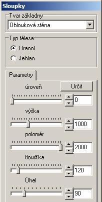 Sloupy a obloukové stěny CAD Kuchyně > Sloupy a obloukové stěny Kreslení sloupů a obloukových stěn je velmi podobné kreslení obecných deskových prvků.