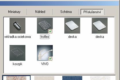 okótované technické schéma prvku: Na kartě Příslušenství můžete vybrat doplňky, které se do