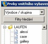 Podle volby parametru Výrobce / typ nebo Výrobce / skupina ve výsuvného seznamu v levém horním rohu okna