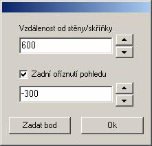 Ve výkrese určete skříňku nebo stěnu, na kterou má být zaměřen generovaný pohled. Směr pohledu bude nastaven vždy kolmo na dvířka skříňky nebo na vnitřní líc stěny.