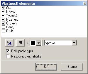 Zaškrtnete-li pro některé prvky Bez výplně, budou tyto prvky znázorněny jen obrysem, všechny plochy prvků budou průhledné - např. skrz kuchyňské skříňky může být vidět jídelní stůl apod.