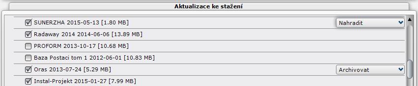 Pokud se jedná o novou verzi stávající databáze, z výsuvného seznamu vpravo vyberte, zdá má být stará databáze nahrazena novou databází nebo zda má být před instalací nové databáze archivována: Je-li