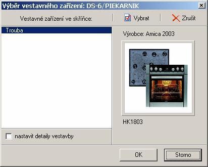 CAD Kuchyně > Kuchyňské skříňky Chcete-li vybrat jiné zařízení, než které je aktuálně nastaveno, klepněte na tlačítko Výběr zařízení.