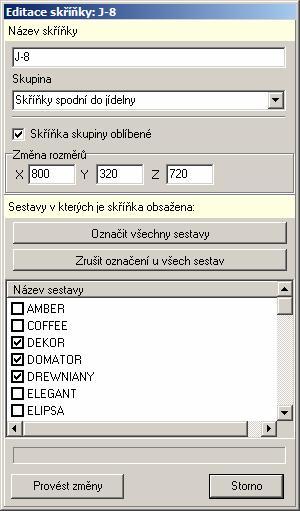 Editace skříňky V levé části dialogového okna vyberte skříňku a klepněte na tlačítko Editace skříňky.