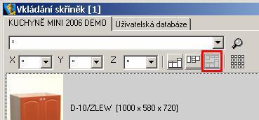 CAD Kuchyně > Editor skříněk Zaškrtnete-li přepínač Skříňka skupiny oblíbené, budete při vkládání skříňky moci využít možnosti zobrazení jen oblíbených skříněk, což vám výrazně usnadní vyhledávání