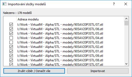 UTB ve Zlíně, Fakulta aplikované informatiky 45 Obrázek 17: Hromadné importování modelů, pomocí složky Přetažením složky, která obsahuje modely uložené v souborovém formátu STL, lze dosáhnout