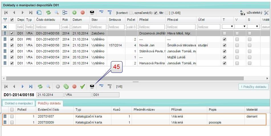 Uživatel může pozměnit typ dokladu, případně směrování (obrazovka - soubor). Po stisku tlačítka Vytiskni se soubor zobrazí na obrazovce nebo ho uložíme do souboru.