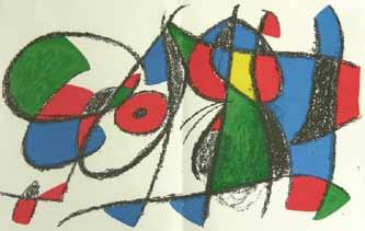 Joan Miró (1893 1983) Kompozice litografie, 1975, 31,5 x 49,4 cm, rám, uprostřed přeloženo, na rámu drobné oděrky, studium na Škole umění v