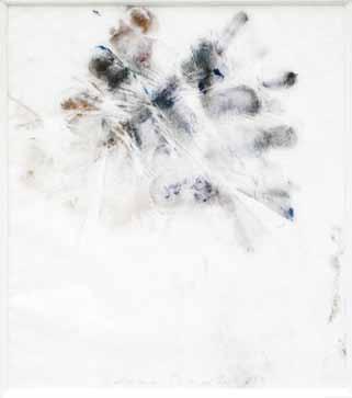 61. Adriena Šimotová (1926 2014) Bez názvu pigment, papír, 1985, 21 x 18 cm, sign. DU Adriena Šimotová 85, pasparta, nosným tématem tvorby A. Šimotové byla od počátku figura a tvář.