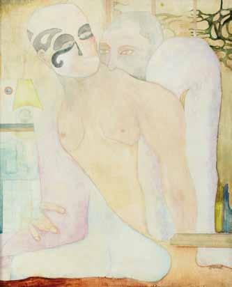 315. Dubroka ip (1928) Dva gayové v koupelně tempera, překližka, 2002, 60,5 x 50 cm, sign.