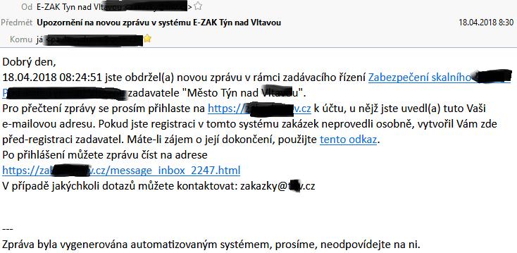 V přehledu přijatých zpráv se nezobrazují zprávy, které jsou v rámci dané veřejné zakázky určeny široké veřejnosti, pokud ovšem přihlášený dodavatel není zadavatelem přímo přiřazen k veřejné zakázce