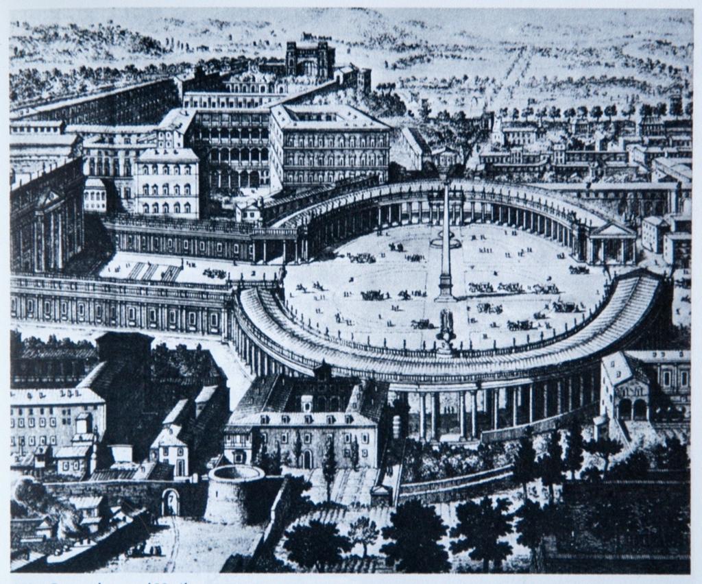 Piazza San Pietro ve Vatikánu Hlavní průčelí chrámu sv.