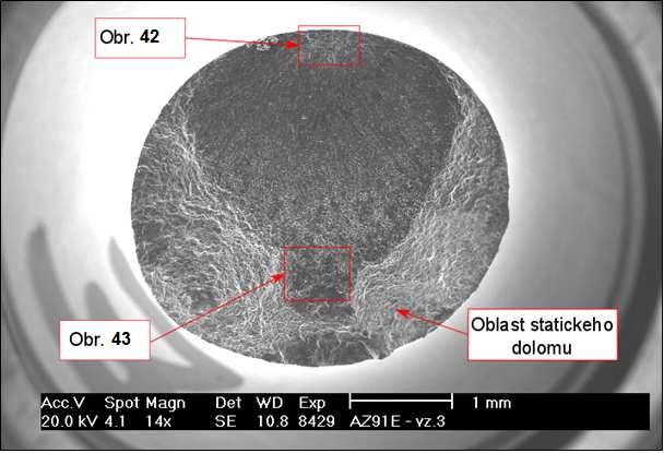 EXPERIMENTÁLNÍ ČÁST Vzorek č. 3 (σ a = 170 MPa, N f = 518040) Obr.