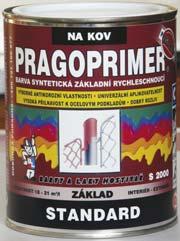 PRAGOPRIMER STANDARD S 2000 BARVA SYNTETICKÁ ZÁKLADNÍ RYCHLESCHNOUCÍ 0100 bílý 0110 šedý 0840 červenohnědý 0,35 l 0,6 l 2,5 l 4 l 9 l 18 l (m 2 /l) 18-21 Základová barva pro široké použití s