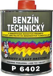 BENZÍN TECHNICKÝ P 6402 BENZÍN TECHNICKÝ P 6402 Nízkovroucí hydrogenovaný benzín Benzín technický je určen k hrubému odmašťování zejména kovových předmětů, lze použít