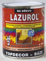 LAZUROL TOPDECOR BÁZE S 1035 TENKOVRSTVÁ SYNTETICKÁ LAZURA SE SMĚSÍ VOSKŮ A OLEJŮ Báze je určena pro tónovací centra.