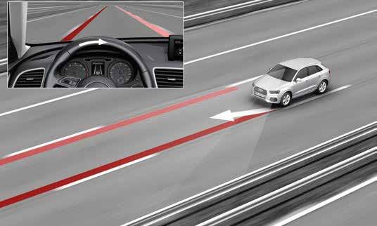 v příslušném vnějším zpětném zrcátku; podporuje přibližně od 30 km/h 4 Audi active lane assist² jemnými korigujícími zásahy do
