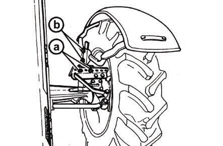 Seřízení sbíhavosti kol u přední hnací nápravy ZMĚNA ROZCHODU KOL C507 Poznámka: traktory jsou standardně vybaveny hydrostatickým řízením. Nastavte kola souměrně s podélnou osou traktoru.