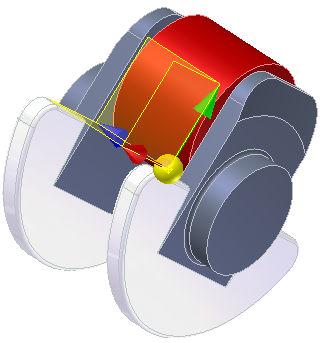 Obr. 31 Poloha těžiště zalomení klikového hřídele V programu Autodesk Inventor byla zjištěna poloha