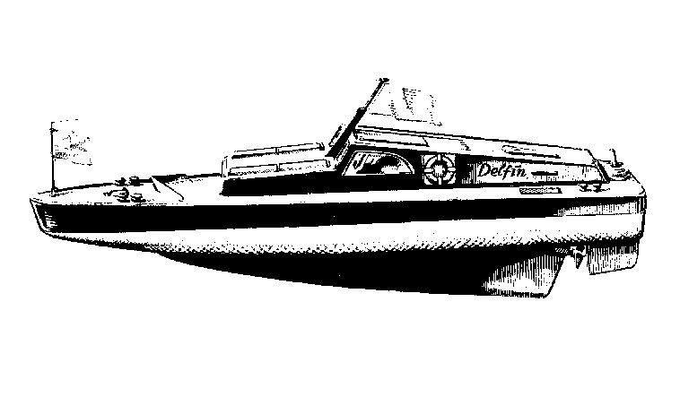 Volně plující model soutěžního člunu kategorie EX 500 je z tuzemského materiálu a poháněný elektromotorem.
