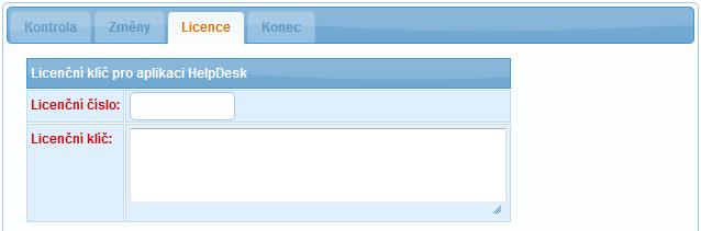 12 HelpDesk Licence Na stránce Licence je nutné vyplnit Vaše licenční