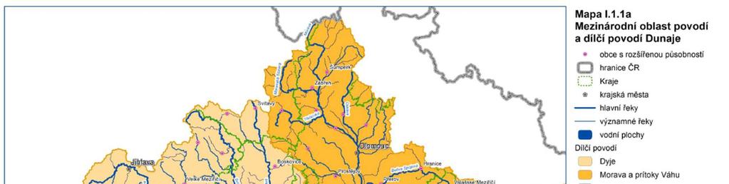 1.2 Údaje o povodí Oblast povodí Dyje je druhá největší z osmi částí povodí za území celé České republiky. Správcem povodí Dyje je povodí Moravy, s.p., které spadá do mezinárodní oblasti povodí Dunaje.