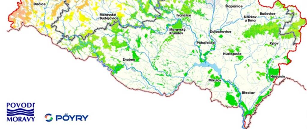 9 Údaje o lesnictví Povodí Dyje patří mezi nejméně lesnatou část, v porovnání s povodím Moravy a přítoky Váhu a ostatními přítoky Dunaje.