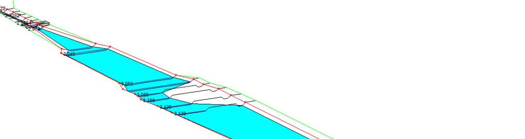 8 VÝPOČET SEDIMENTAČNÍ NÁDRŽE V PROGRAMU HEC-RAS Pro kontrolu je proveden výpočet sedimentační nádrže v programu HEC-RAS 4.1. Nádrž je definována osmi profily (Příloha č. 7).
