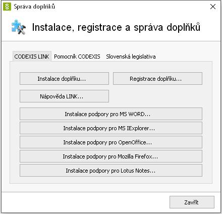 9. Správce doplňků K programu CODEXIS je dodávána také sada doplňkových aplikací. Ty je možné nainstalovat na jednotlivých počítačích přímo z rozhraní programu.