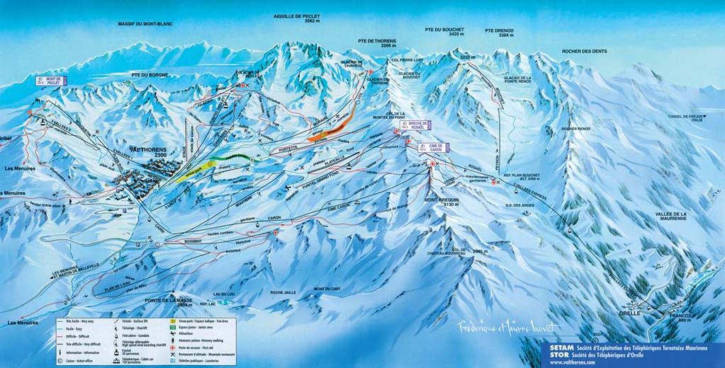 7 38 23 24 25 5 5 32 Val Thorens je nejvýše položené středisko v Evropě (2300 m), což zaručuje velmi stabilní sněhové podmínky a rozsáhlé možnosti jízdy v prašanu a ve volném terénu.