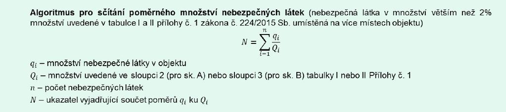 Zařazení objektu do skupiny A nebo B 1. Pokud umístěné množství nebezpečné látky nebo směsi překračuje kvalifikační množství tabulky I nebo tabulky II přílohy č.