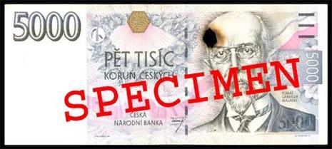 proděravělá Obrázek č. 36: Proděravělá bankovka 127 11.3 Nestandardně poškozená bankovka Česká národní banka a úvěrová instituce zadrží takovou bankovku bez náhrady.