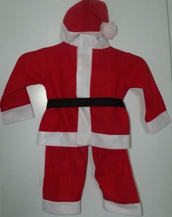 85. Kostým MALÝ SANTA CLAUS 2-4 roky Kabátek Délka: 37 cm Šířka: 36 cm Délka rukávu od krku: 40 cm Kalhoty Délka: 55 cm (od