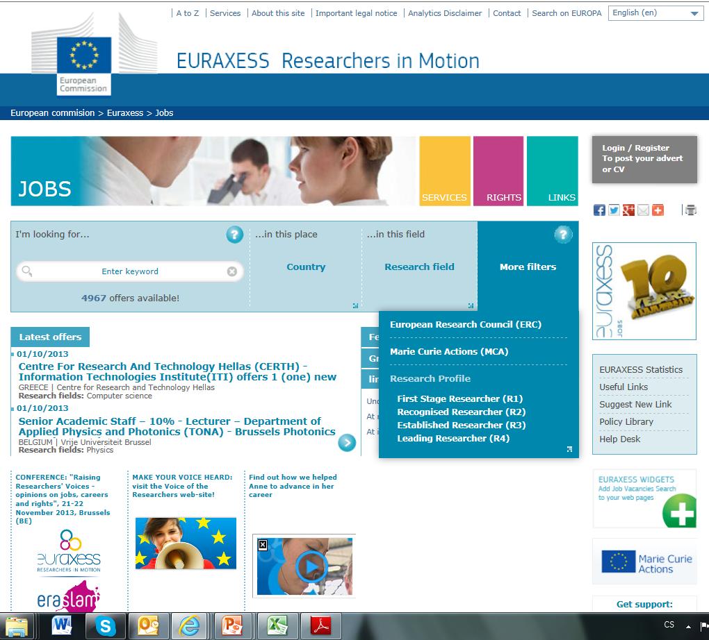 EURAXESS Síť poskytující informace a pomoc jak