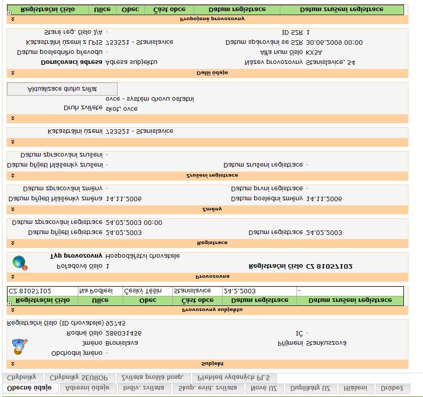 3.1. Detail provozovny Obecné informace o provozovně dle registračního lístku Proklik na obrazovku s přehledem aktuálně chovaných individuálně značených zvířat na provozovně Adresní údaje o