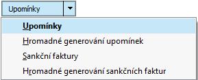 splatnost např. 31.1.2016). V záložce Seznam nad danou fakturou, vyvoláme funkci Upomínky stiskem funkčního tlačítka: Jedná se o funkční tlačítko s volbou.