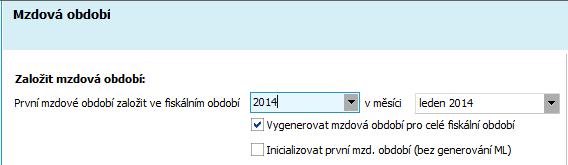 Volbu Inicializovat první mzdové období necháme nezatrženu. Generování konkrétních směn prac.