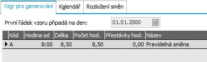 9.3 PRACOVNÍ KALENDÁŘ - DRUHY SMĚN, DEFINICE VZORU KALENDÁŘE A GENEROVÁNÍ SMĚN Provedli jsme si základní nastavení mezd v rámci Průvodce nastavením mezd.