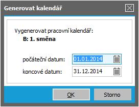 Vidíme, že druhy směn nemají předvyplněny přestávky, tudíž počet hodin plus zadané přestávky neodpovídá zadané délce směny, tudíž po uložení změn v kalendáři program zobrazí varovné hlášení.